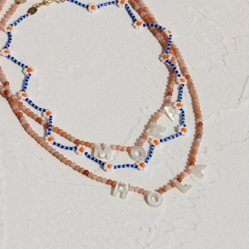 Pearl Name Necklace Beaded Name Choker Name Choker Necklace Etsy