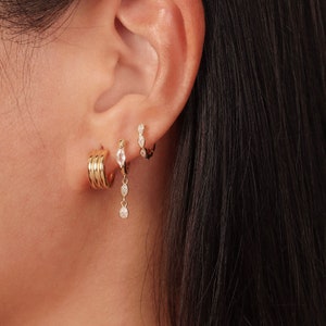 Marquise Earrings Cartilage Earrings Diamond Earrings Second Piercing Huggie Earrings Minimalist Earrings Sister Gift Bridesmaid Gift Mother image 2