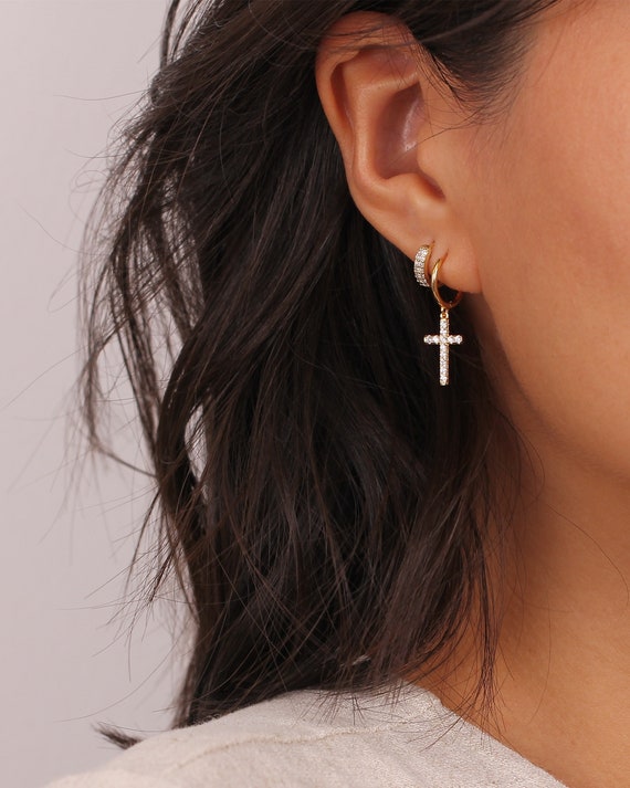 Pave Cross Hoops Gold Cross Huggies Cross Hoop Earrings Dainty Cross Hoops CZ Cross Hoops Cross CZ Hoops Cross Gold Hoops Dainty Etsy UK