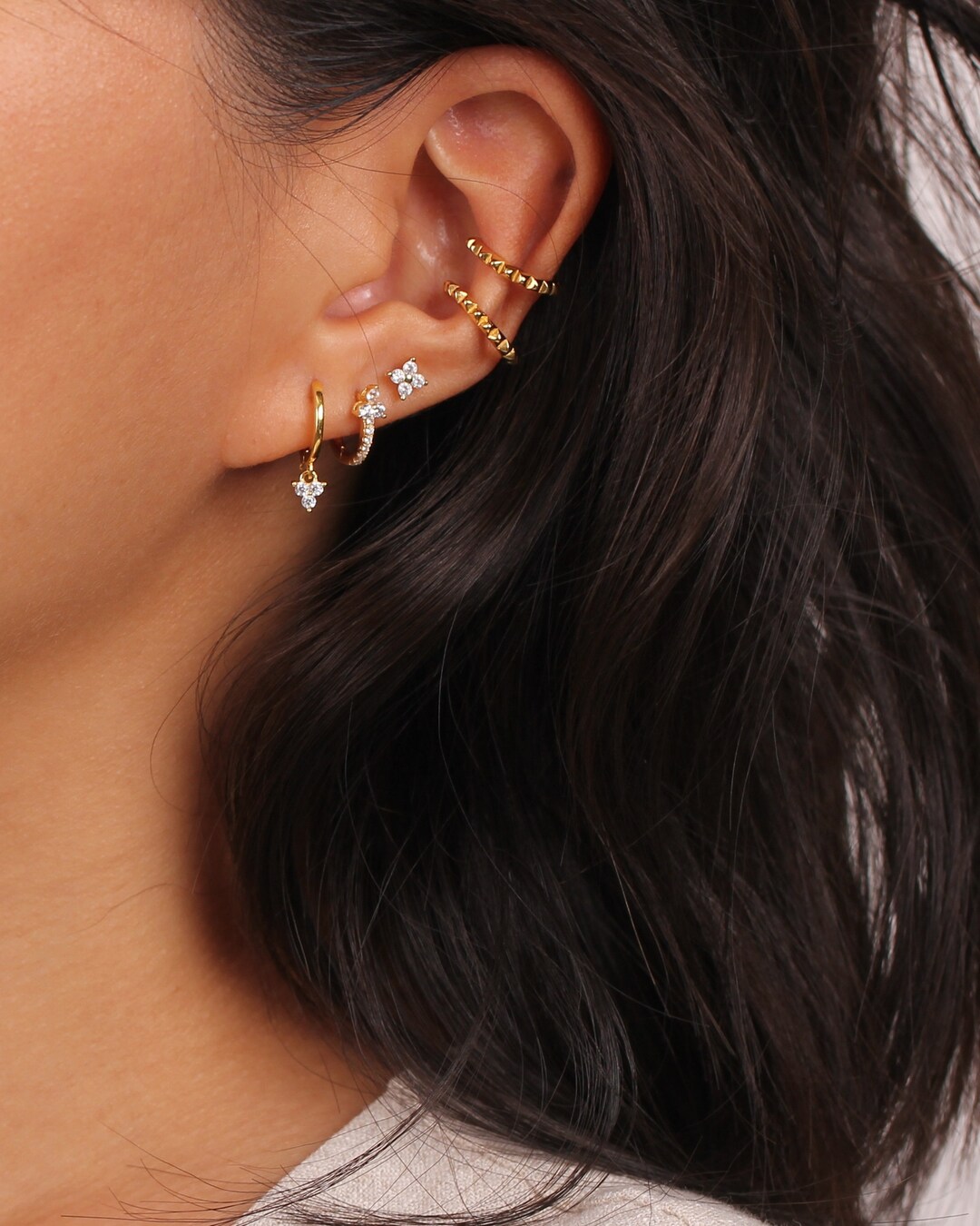 Charm Hoop Earrings Gold Huggie Earrings Stacking Hoops - Etsy