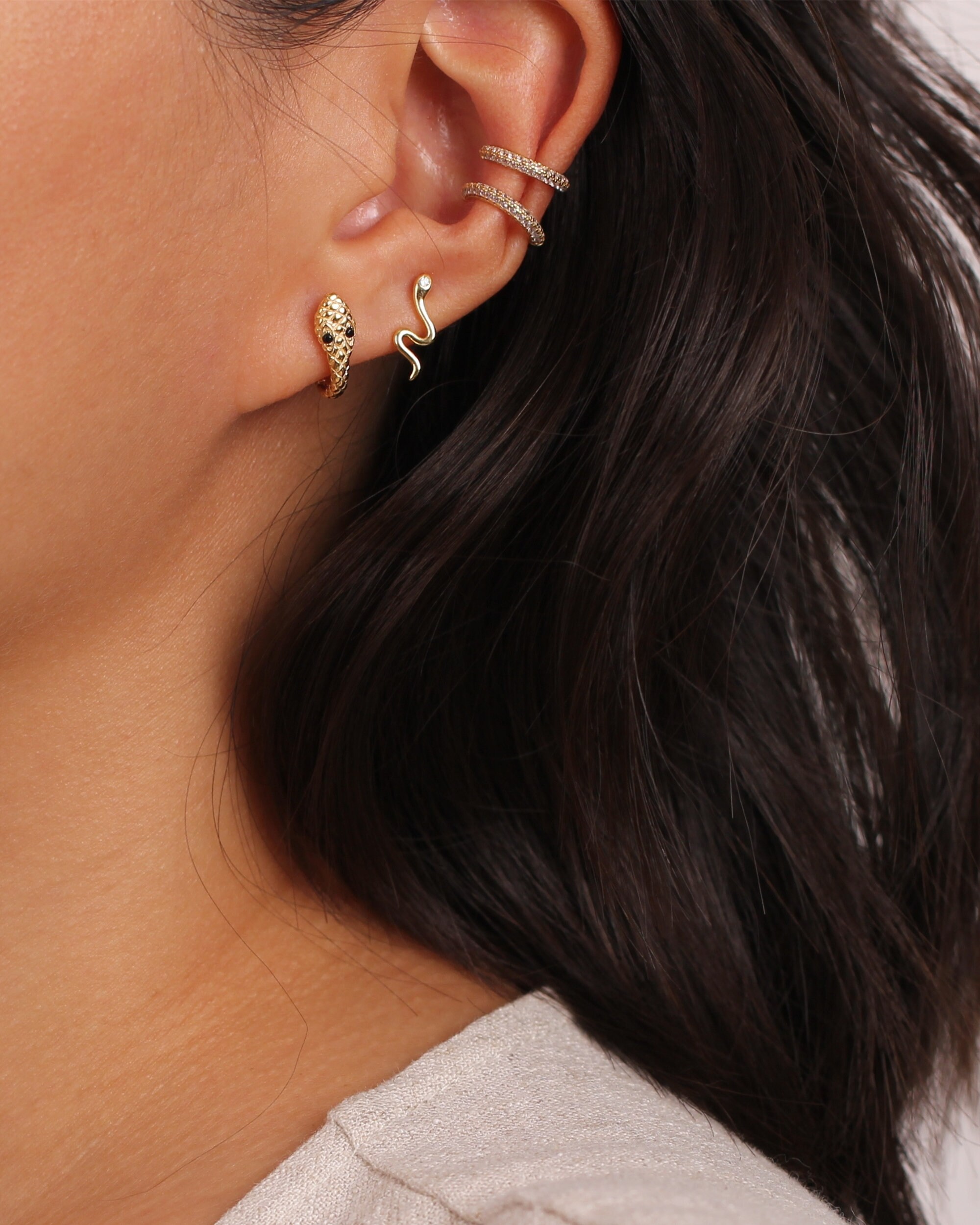 Pave Ear Cuff Gold CZ Ear Cuff Pave Ear Cuff Fake Piercing | Etsy