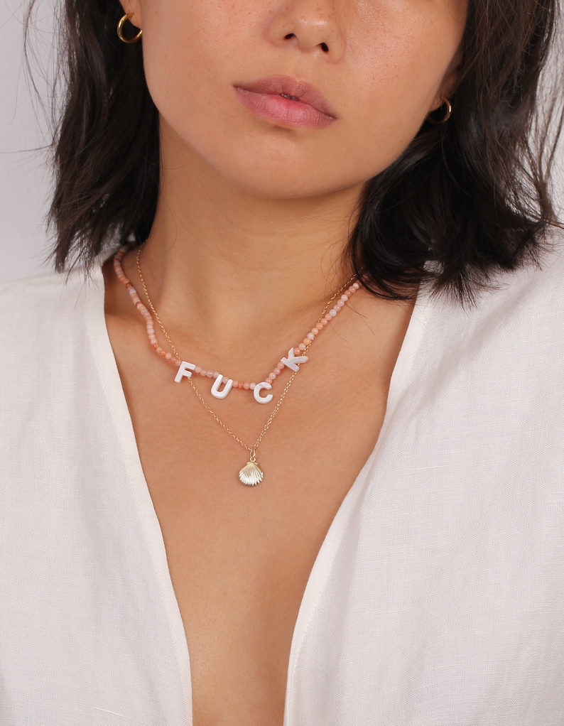 Pearl Name Necklace Beaded Name Choker Name Choker Necklace Etsy