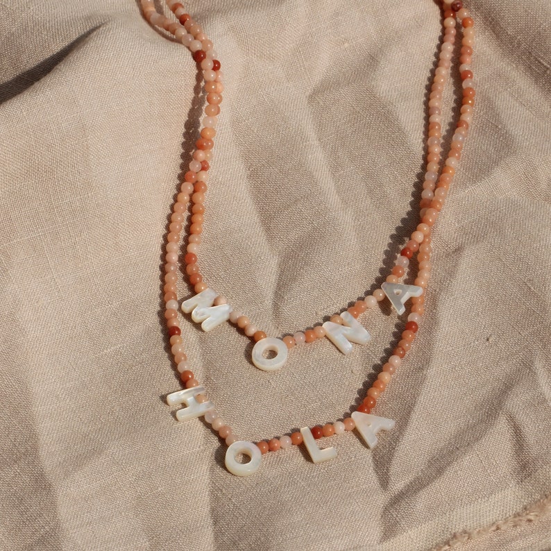 Pearl Name Necklace Beaded Name Choker Name Choker Necklace Etsy