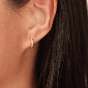 Marquise Earrings Cartilage Earrings Diamond Earrings Second Piercing Huggie Earrings Minimalist Earrings Sister Gift Bridesmaid Gift Mother image 9