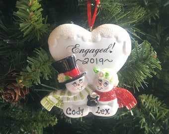 DIY Personalizable Snowman Proposal PolarX Engagement Christmas Ornament 