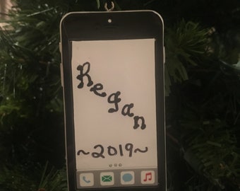 IPhone Christmas Ornament Hand Personalized,Smart Phone Ornament,Cell Phone Ornament,1st Cell Phone Ornament,