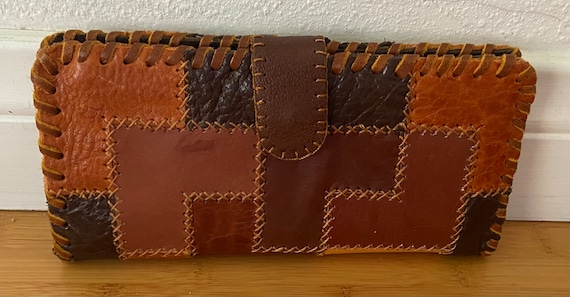 Vintage Women's Patchwork Leather Wallet - image 1