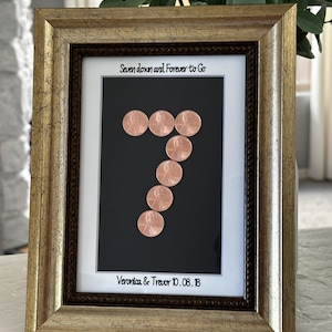 Copper Coin 7 Year Anniversary Gift - Framed 7 Configuration