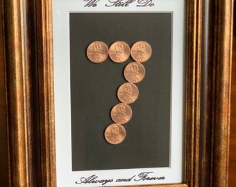 Copper Coin 7 Year Anniversary Gift - Framed 7 Configuration