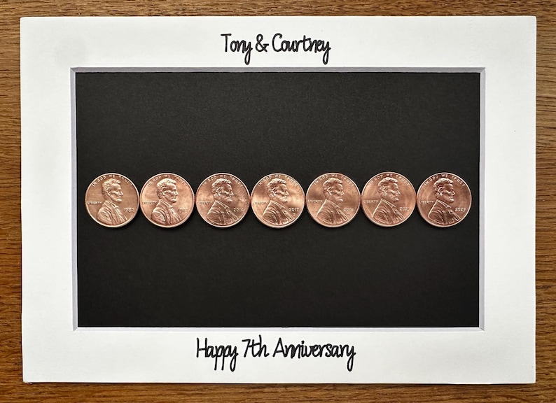 Copper Coin 7 Year Anniversary Gift - NO FRAME image 1