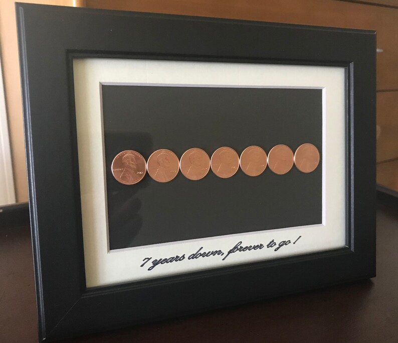 Copper Coin 7 Year Anniversary Gift Framed Straight Line Etsy