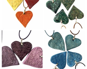 Heart necklaces on faux suede cord with adjustable bead or crab claw closure, free shipping