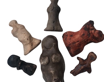 Goddess ceramic statues, palm size, earth tones, sturdy stoneware