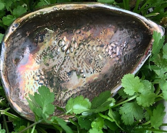 Raku gold metallic, small textured  triangular dish