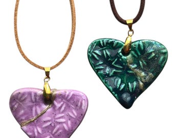 Resilience Heart Necklaces,  ceramic, Kintsugi, adjustable,  free shipping