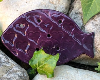 Fish shaped soap/multipurpose dishes with texture in turquoise,red, green , purple or yellow