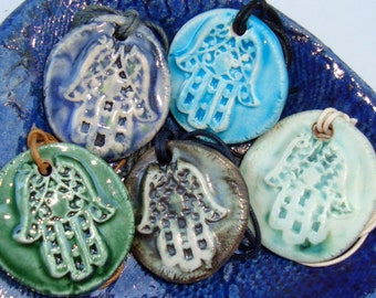 Hamsa sacred symbol ceramic necklaces, free shipping*