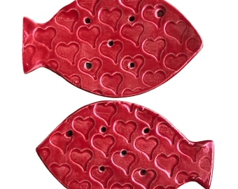 Fish shaped small multipurpose stoneware textured dishes