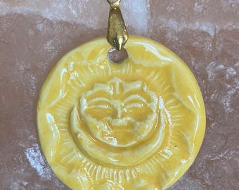 Sun & Moon Ceramic Pendant Necklace: Essential Oil Diffuser Jewelry