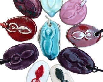 Goddess Ceramic Necklace: Sacred Symbol Pendant