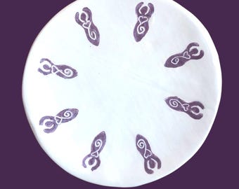 Heart Spiral Goddess Plate , decorative and food safe