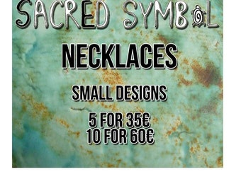 Small sacred symbol necklaces  on cotton cord , specially priced sets