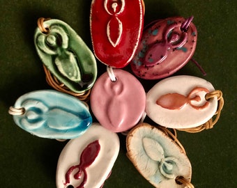 Goddess Ceramic Necklace: Sacred Symbol Pendant