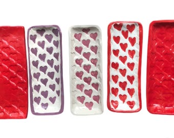 Rectangular, food safe, heart patterned trays/serving dishes/candle holder/trinket dish