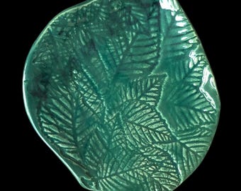 Leaf Shaped Stoneware Dish: Multipurpose Ring, Soap, Spoon Rest