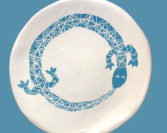 Ouroboros Lizard decorative plates, food safe