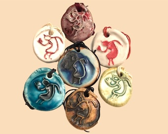 Native American Shaman Ceramic Necklace: Sacred Symbol Jewelry