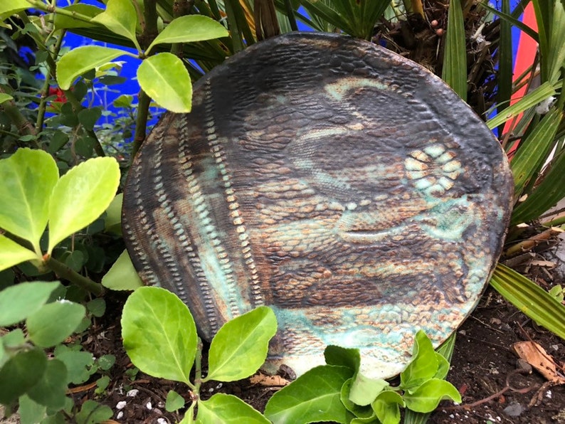 Textured earth toned rustic food safe plate stoneware