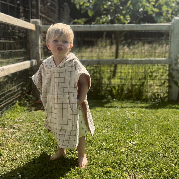 Poncho en éponge Carreaux 1-3 ans