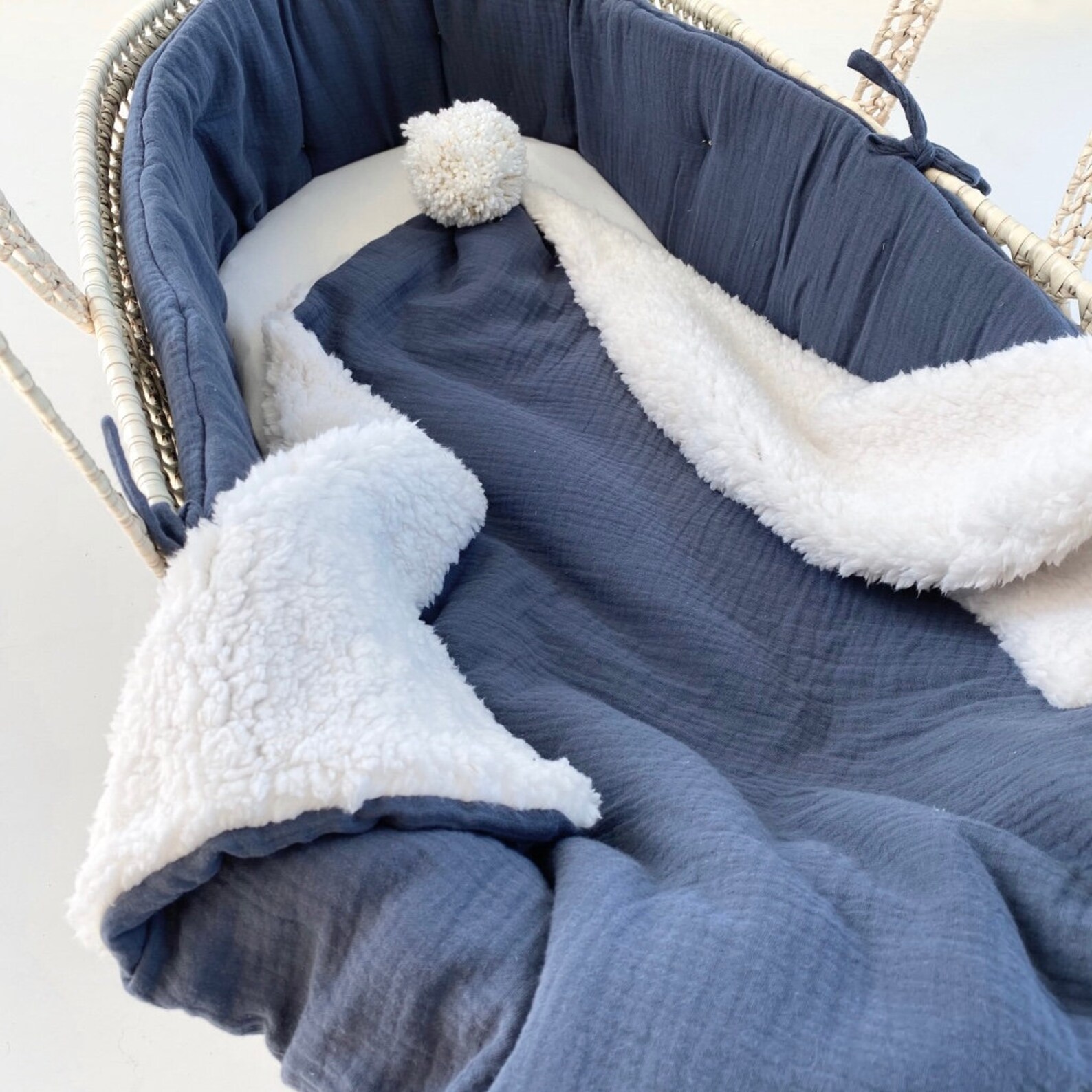 Grey double gauze and sherpa customizable baby blanket Etsy