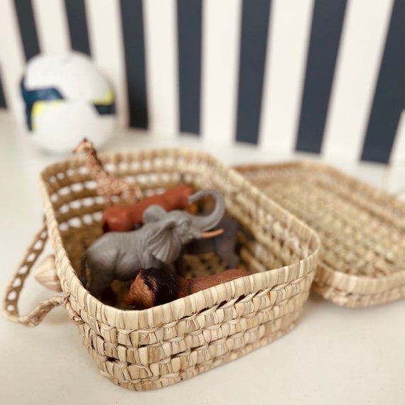 Petit Panier à couvercle Osier tressé JOUET ancien bon état