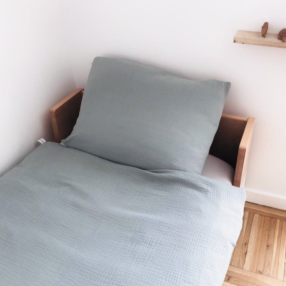 Parure de Lit Bébé Céladon Double Gaze | Broderie en Option