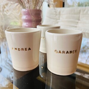 Large personalized mug in ceramic and fine gold