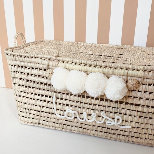 Custom palm leaves Toy Box with pompoms