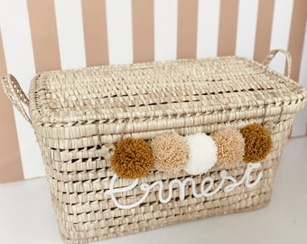 Custom palm leaves Toy Box with pompoms