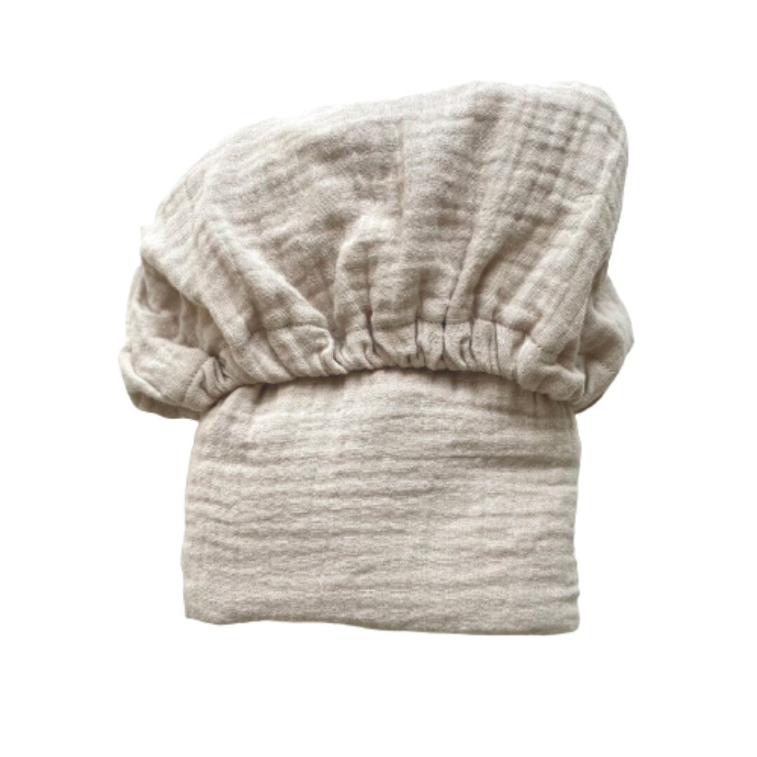 Drap-Housse de Couffin Beige Sable Double Gaze