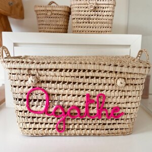 Personalized fuchsia pink wicker chest image 2