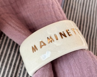 Personalized ceramic napkin ring