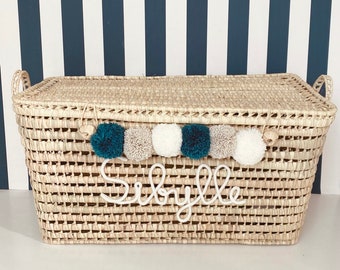 Custom palm leaves Toy Box with pompoms