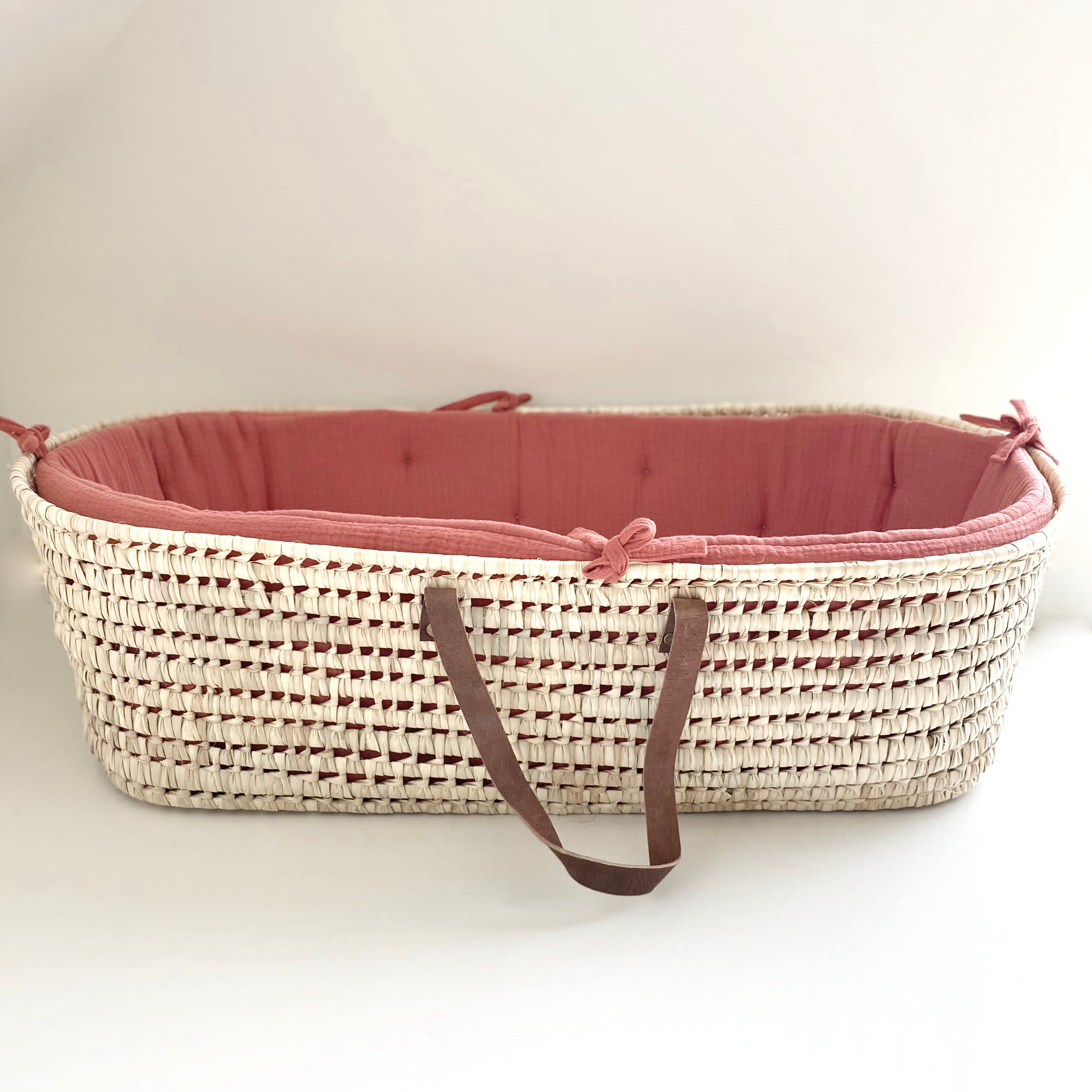 Couffin Moïse Cuir et Tour de Couffin Terracotta Double Gaze en Option