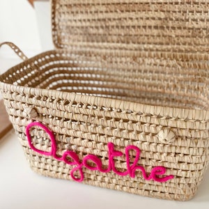 Personalized fuchsia pink wicker chest image 3