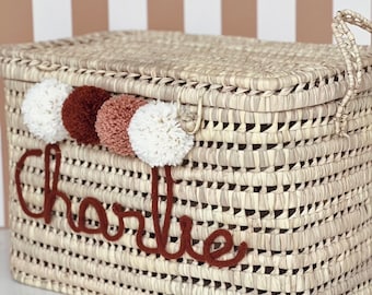 Custom palm leaves Toy Box with pompoms