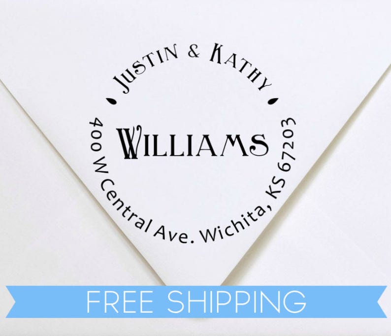 Custom Return Address Stamp Personalized rubber stamp with lines of text Last Name Self Inking