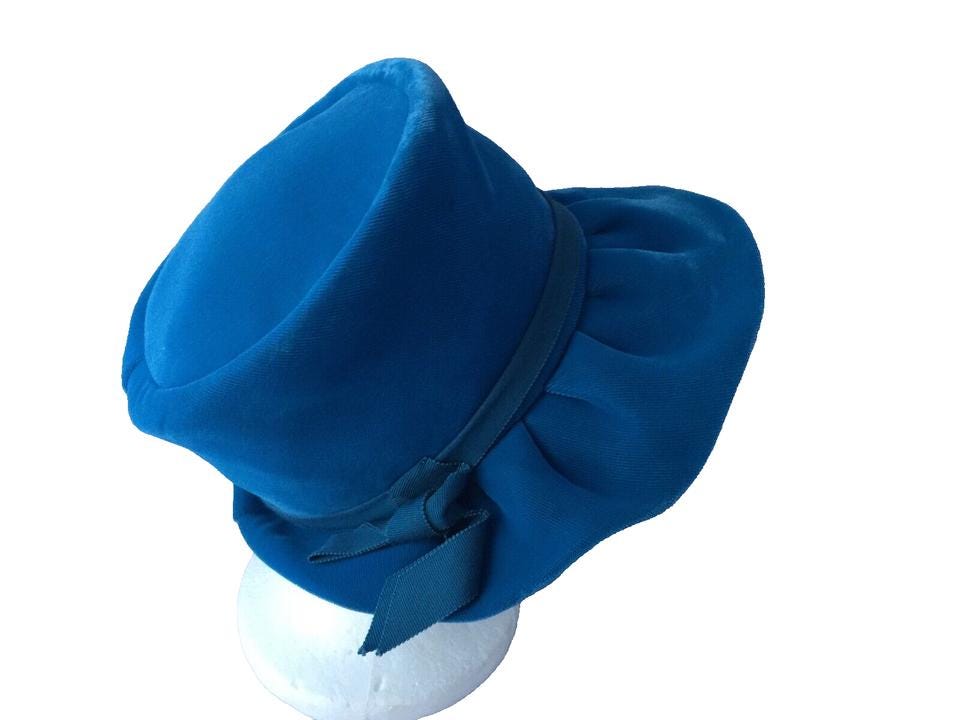 Vintage Eva Mae Modes Blue Fur Felt Cloche Hat Ostrich Feathers Eva Mae Modes Hat - Etsy main image 3