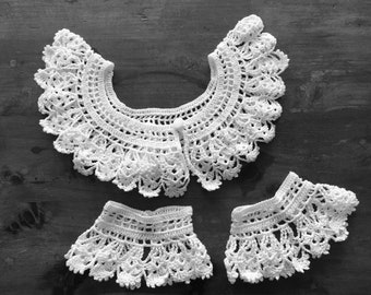 Women's lace Retro collar and cuffs Vintage style dress decoration, crochet lace collar white lace collar, cotton