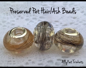 Custom Pet Memorial Bead - European Style - Pet hair - ashes - Preserved curl - keepsake - bereavement - dog - cat - horse - loss - pet loss